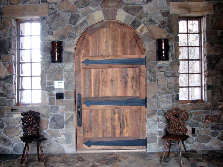 Entry Door Constructed with Brown Barnwood